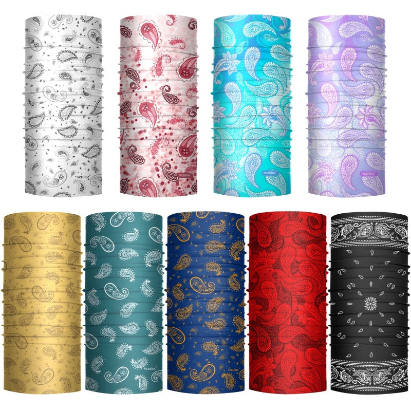 VCZUIUC Headwear Bandana Head Wrap Face Scarf Mask Neck Warmer Balaclava for Sports (One Size, 9PCS Paisley) - Image 2