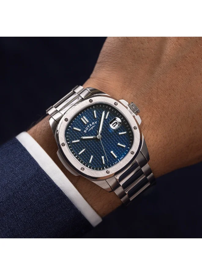 Rotary  Rotary Men's Apex 100 Blue Dial Stainless Steel Bracelet Watch - GB05575/05 for Men | Best Price UAE