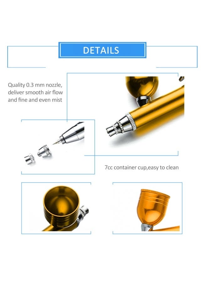 NIBEMINENT Portable Rechargeable USB Airbrush Kit Gold 19.00X6.00X17.00cm  - Image 4