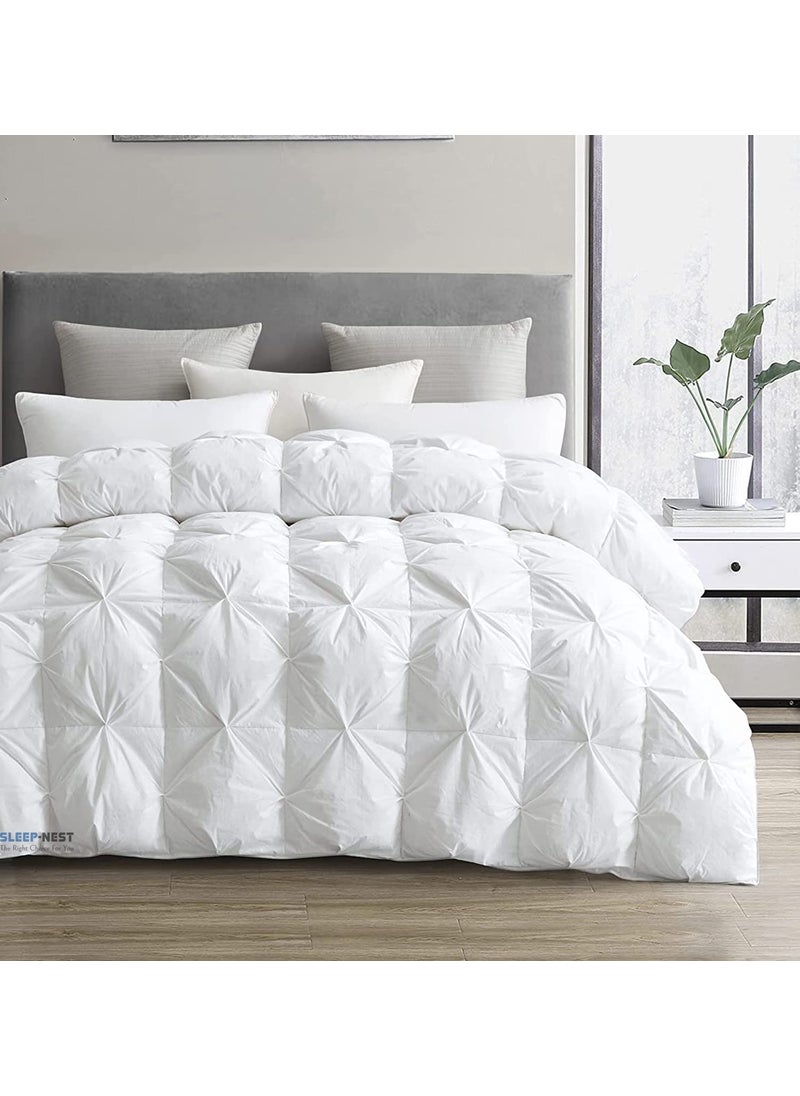 SLEEP-NEST SLEEPNEST Oversized King Comforter 132 x 120 Inch Hotel Luxury Weighted Down Alternative Pinch Pleat 1 Piece Comforter with 8 TabsLoops 400 GSMBox Stitched Extra Large Breathable  White 