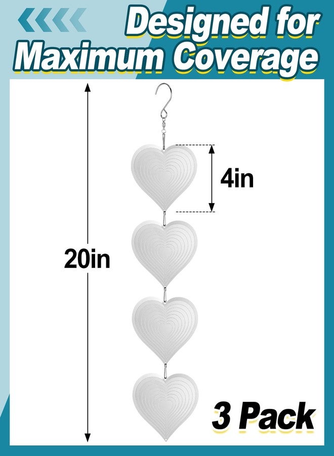 Beeplove 3pcs Reflective Wind Spinners Outdoor for Bird Scare - Stainless Steel Bird Reflectors to Keep Birds Away, Pinwheels for Yard and Garden Decor, Heart-Shaped - Image 5