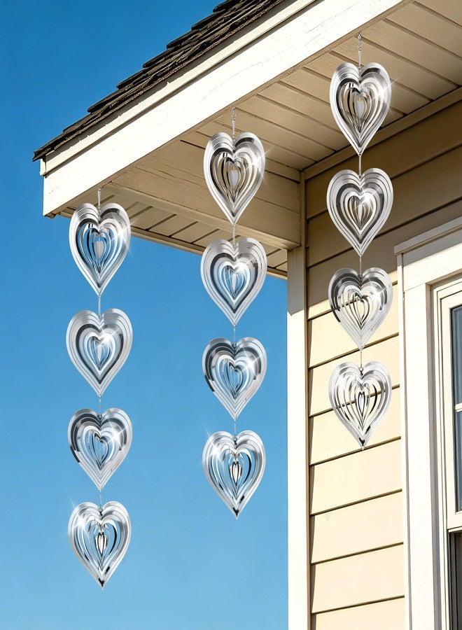 Beeplove 3pcs Reflective Wind Spinners Outdoor for Bird Scare - Stainless Steel Bird Reflectors to Keep Birds Away, Pinwheels for Yard and Garden Decor, Heart-Shaped - Image 1
