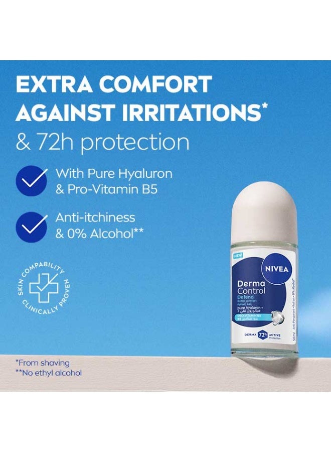 Nivea Derma Control Defend Extra Comfort Anti-Perspirant Roll-On With Pure Hyaluron And Pro-Vitamin B5 50ml - Image 2