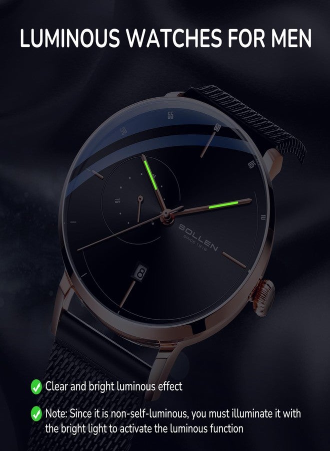 SOLLEN Automatic Watch for Men, Minimalist and Slim Automatic Watches for Men with Stainless Steel Mesh Strap, Luminous and 24 Hours Function - 42mm - Image 5