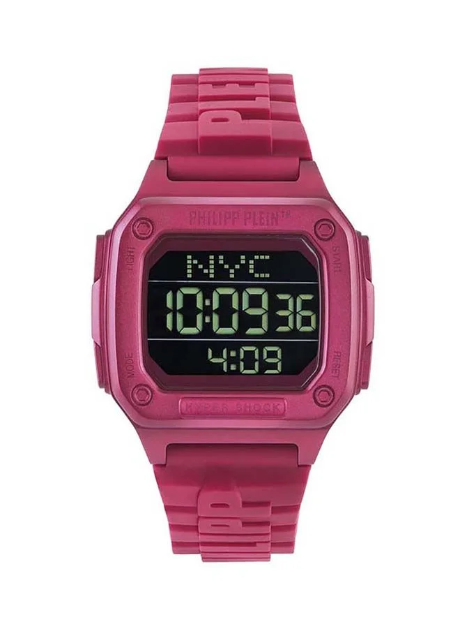 PHILIPP PLEIN Hyper $Hock Silicone Strap Digital Wrist Watch PWHAA0121 - 44mm - Pink