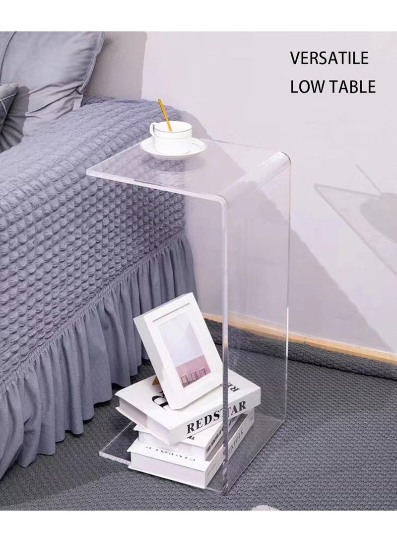 SLASA Modern Clear Acrylic Coffee Table 40×30 cm – Minimalist Living Room Side Table, Centre Table for Coffee Corner, Space-Saving Small Coffee Table, Clear Acrylic Premium Glass-Style Table - Image 4