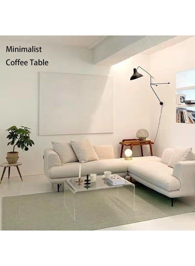 SLASA Modern Clear Acrylic Coffee Table 40×30 cm – Minimalist Living Room Side Table, Centre Table for Coffee Corner, Space-Saving Small Coffee Table, Clear Acrylic Premium Glass-Style Table - Image 2