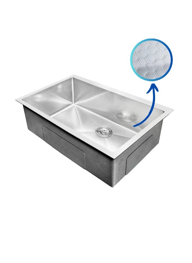 Wonderful-kitchens Nano Silver 304 Stainless Steel Undermount Sink Combo  Honeycomb Design, Large Single Bowl - Image 1