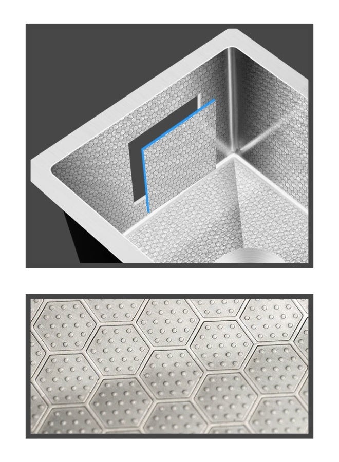 Wonderful-kitchens Nano Silver 304 Stainless Steel Undermount Sink Combo  Honeycomb Design, Large Single Bowl - Image 4