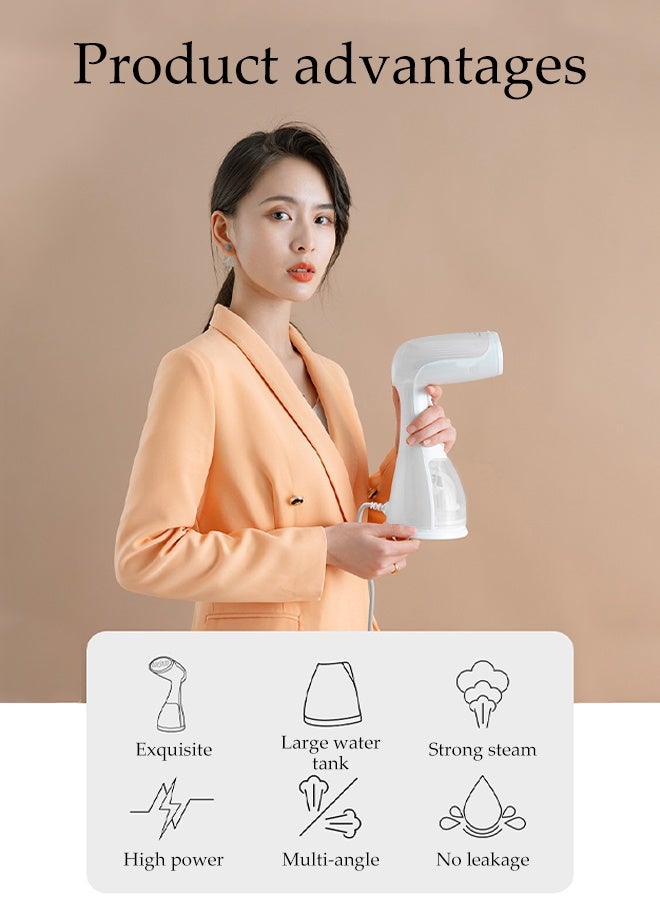 DUNISO Garment Steamer Iron，Handheld Garment Steamer，Portable Steam Iron，Space Saving，Leak Proof，for Home，Office & Travel，1500W 300ML，White - Image 3