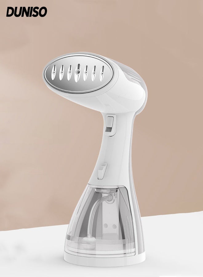 DUNISO Garment Steamer Iron，Handheld Garment Steamer，Portable Steam Iron，Space Saving，Leak Proof，for Home，Office & Travel，1500W 300ML，White - Image 1