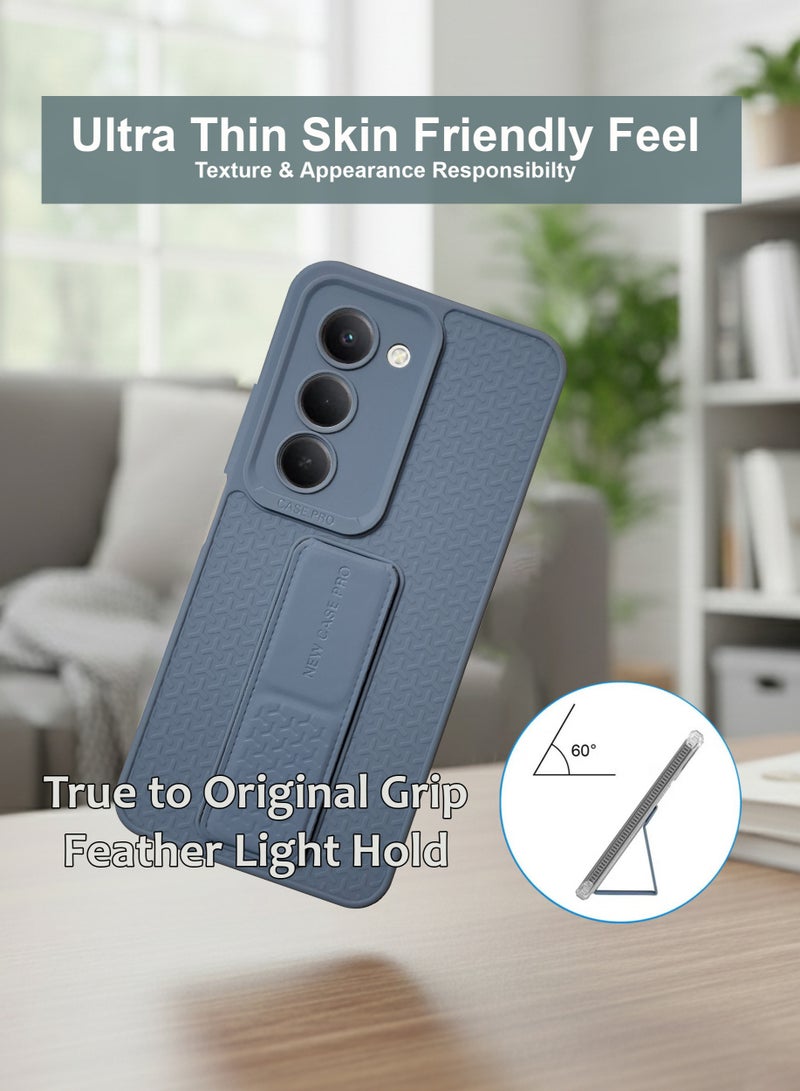 Xiaomi Redmi 15 Hand Grip Case Cover - Magnetic Hand Grip Holder & Kickstand Case For Xiaomi Redmi 15 - Strong Grip for Magnetic Car Holder, Stylish Silicone Case & Functional, Ultimate Convenience & Hands-Free Viewing - Navy Blue - Image 2