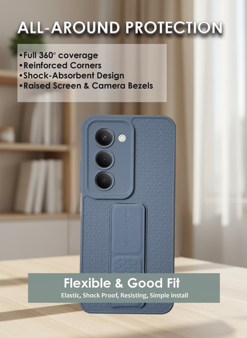 Xiaomi Redmi 15 Hand Grip Case Cover - Magnetic Hand Grip Holder & Kickstand Case For Xiaomi Redmi 15 - Strong Grip for Magnetic Car Holder, Stylish Silicone Case & Functional, Ultimate Convenience & Hands-Free Viewing - Navy Blue - Image 4