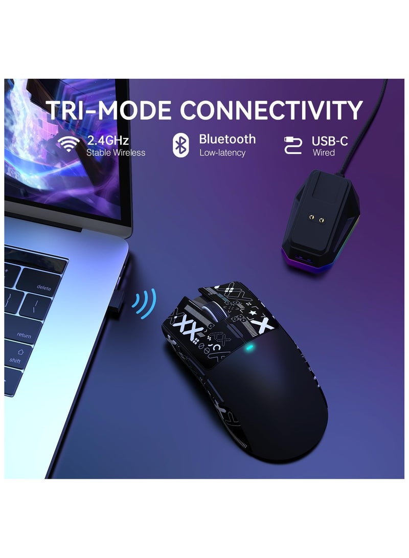 ATTACK SHARK X11 Lightweight Wireless Gaming Mouse with RGB Charging Dock,Tri-Mode-2.4G/USB-C Wired/BT,22K DPI,PAW3311 Optical Sensor,HUYU Switch, 5 programmable Buttons for PC/Mac(Black&Sticker) - Image 3