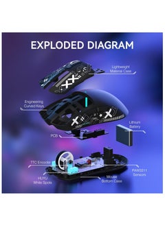 ATTACK SHARK X11 Lightweight Wireless Gaming Mouse with RGB Charging Dock,Tri-Mode-2.4G/USB-C Wired/BT,22K DPI,PAW3311 Optical Sensor,HUYU Switch, 5 programmable Buttons for PC/Mac(Black&Sticker) - pzsku/Z773E4120737F12E66A30Z/45/_/1740473446/f6edcd2d-3a89-452d-a36a-ea5e0b44f5d1