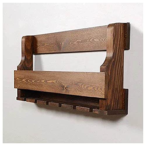 Indigo interiors Alvarado Wine Rack Gloss Holder, Wall Mounted Wine Racks, 8 Bottles, Hangers for 6 Wine Glasses (Teak) - Image 2