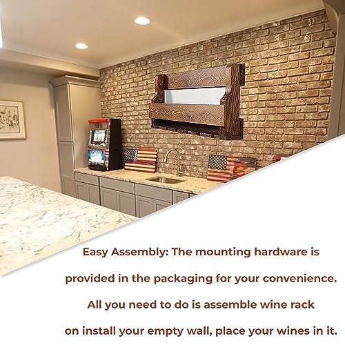 Indigo interiors Alvarado Wine Rack Gloss Holder, Wall Mounted Wine Racks, 8 Bottles, Hangers for 6 Wine Glasses (Teak) - Image 5