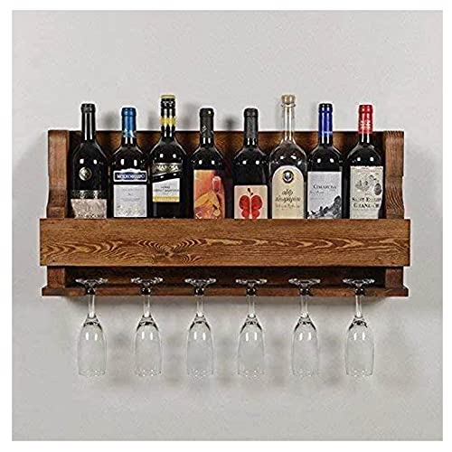 Indigo interiors Alvarado Wine Rack Gloss Holder, Wall Mounted Wine Racks, 8 Bottles, Hangers for 6 Wine Glasses (Teak) - Image 1