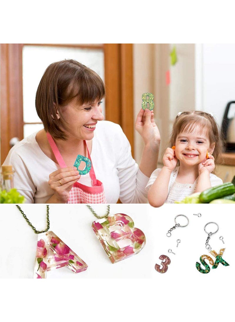 Snoogg SNOOGG Alphabet Resin Casting Mold, Letter and Numbers DIY Key Chain, Pendant, Jewelry Making Molds for Resin. with Built in Hole Enabler with 2 Heart Coaster  - Image 4