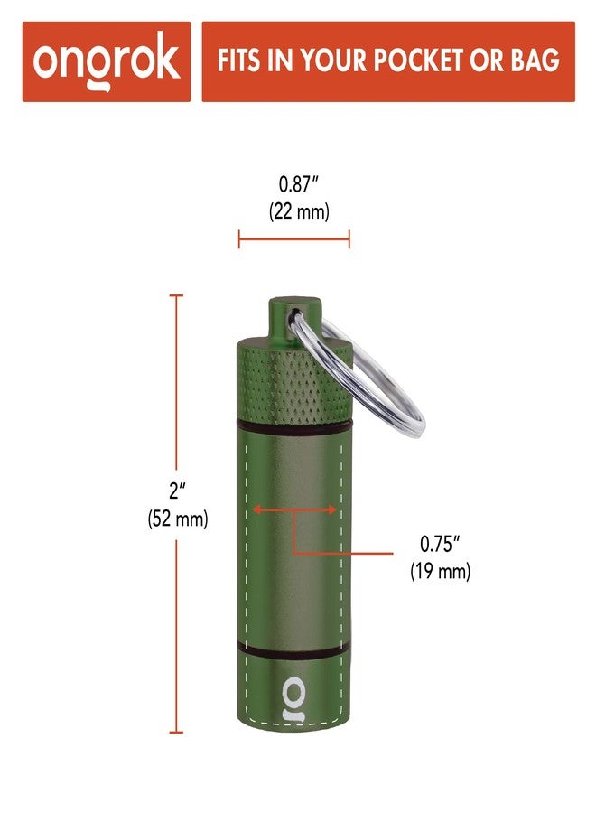 ONGROK Premium Mini Storage Tube, Keychain, Pocket-Sized, Airtight, Aluminum Metal Holder and Case (Green) - Image 5
