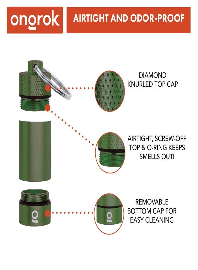 ONGROK Premium Mini Storage Tube, Keychain, Pocket-Sized, Airtight, Aluminum Metal Holder and Case (Green) - Image 4