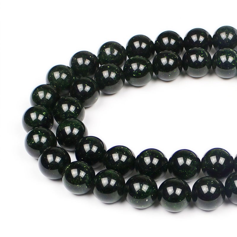MJDCB Best Sellers Green Sand Stone Round Stone Beads for Jewelry Making DIY Bracelet Necklace 10mm