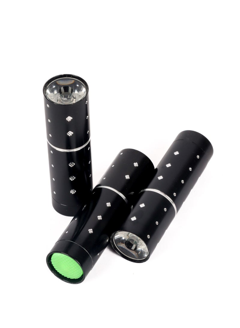 LUSTER 3pc An elegant small flashlight in the shape of a lipstick with a hanger,black - Image 1