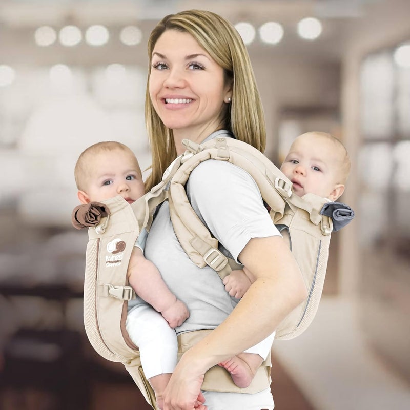 TwinGo حمالة توينغو موديل الهواء محايد رائعة لجميع الفصول شبكة قابلة للتنفس قابلة للتعديل بالكامل حمالة مزدوجة أو حمالة فردية لطفلين للرجال والنساء من XS إلى XXL التوائم والأطفال حتى 1045 رطل - Image 2