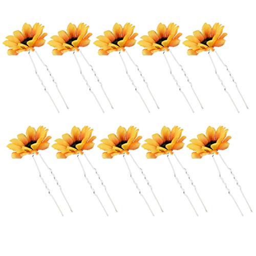 BinaryABC Sunflower Hair Pins Hair Clips for Bridal Wedding Party, Bridesmaids, Proms (10Pcs) (Yellow) - Image 5