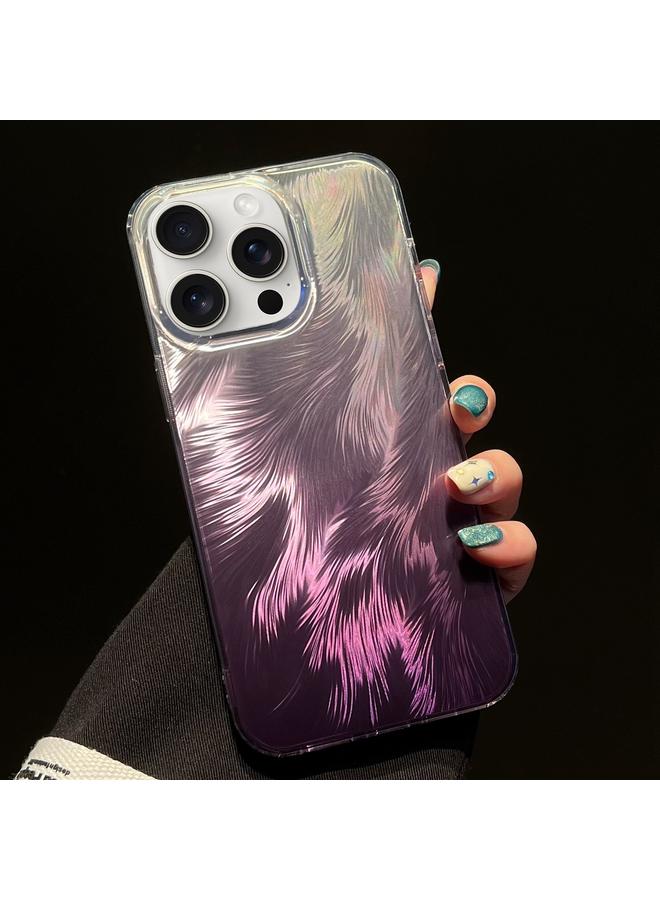 Green Tiger For iPhone 13 Pro Foxtail Bronzing Laser Gradient Phone Case(Purple)