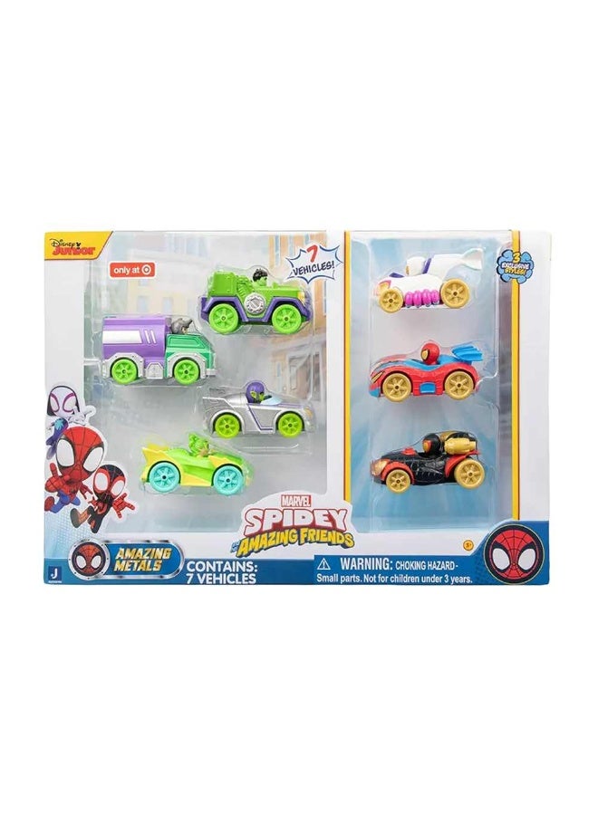 MARVEL مارفل سبايدي وأصدقائه المذهلين: سيارات معدنية مصبوبة مذهلة (7 عبوات) - Image 3