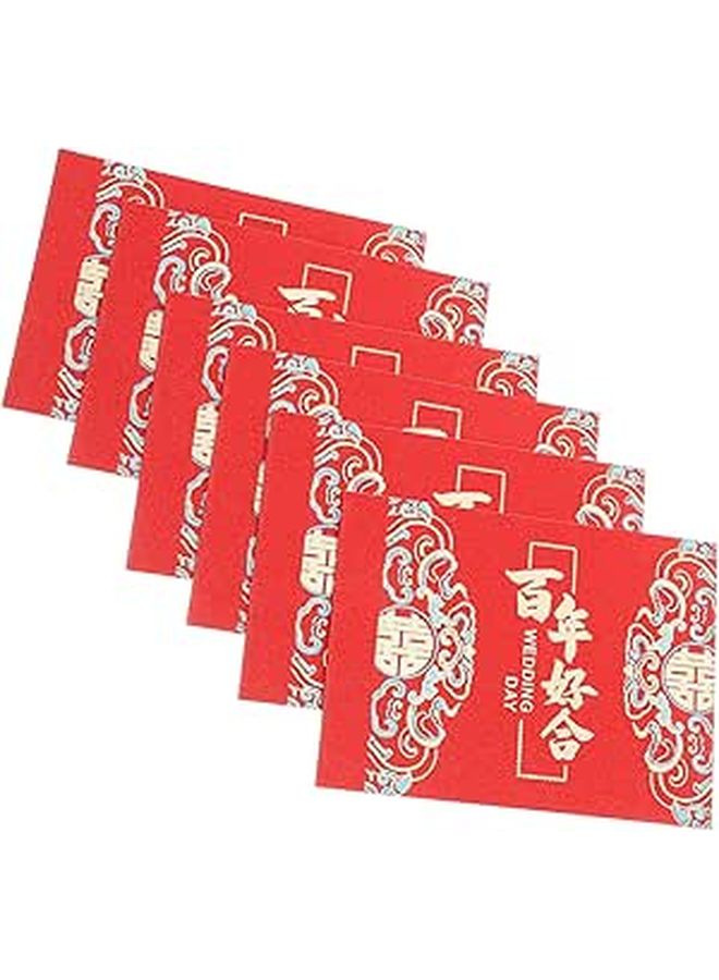 6Pcs Traditional Chinese Red Wedding Money Envelopes For Marriage And Engagement - Image 1