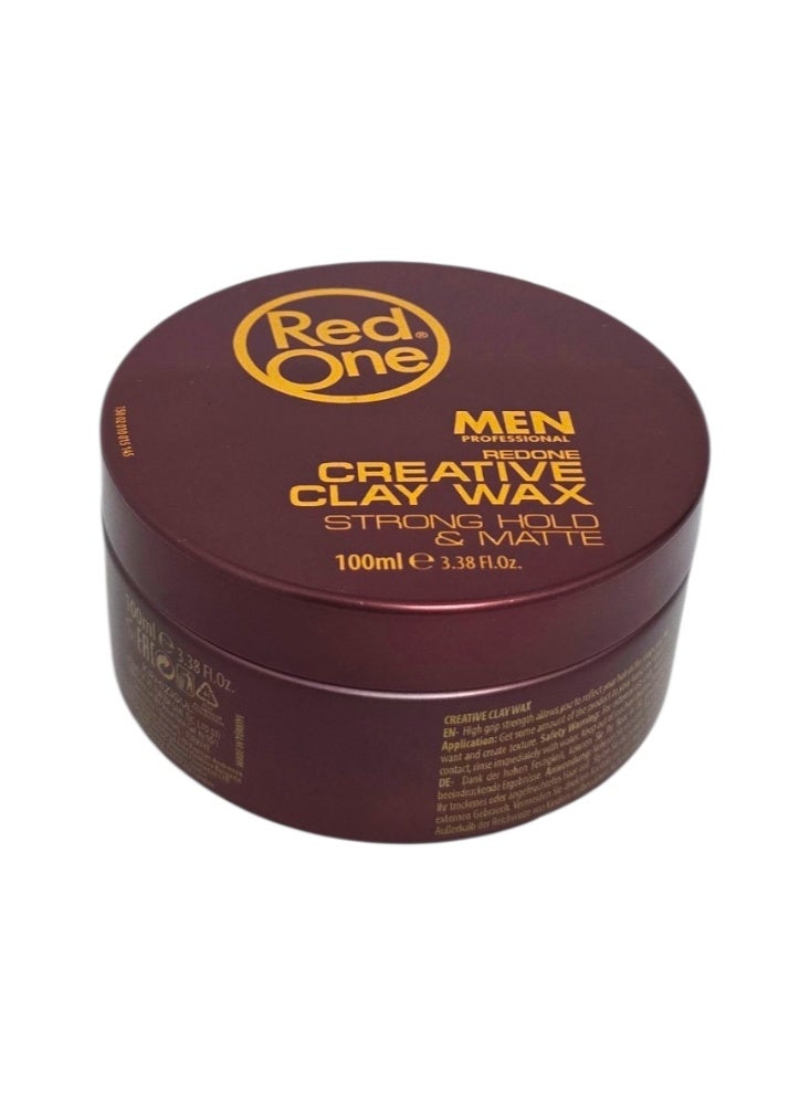 Red One Cre Ative Clay Wax Strong Hold & Matte For Men 100ml - Image 2