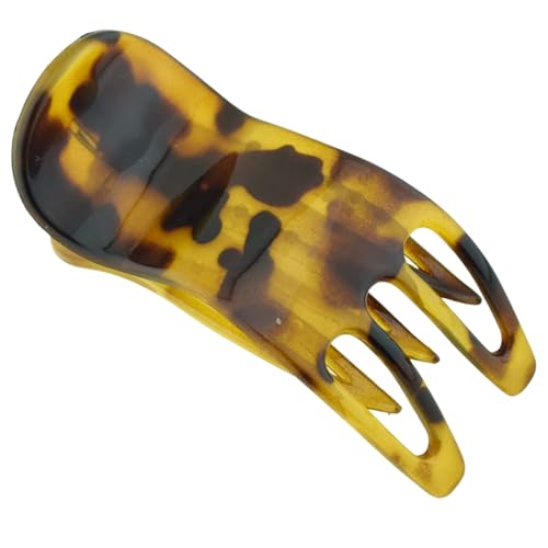 Parcelona French Simply Bear Paw Medium 3 Celluloid Acetate Side Slide In Jaw Yoga Fine Hair Claw Clip for Women and Girls Light Tortoise Shell - Image 2