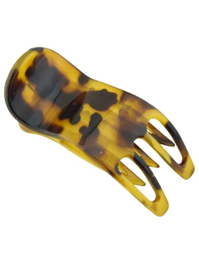 Parcelona French Simply Bear Paw Medium 3 Celluloid Acetate Side Slide In Jaw Yoga Fine Hair Claw Clip for Women and Girls Light Tortoise Shell - Image 1