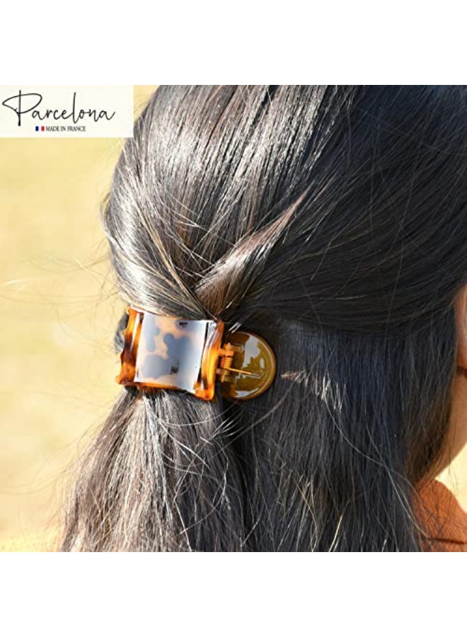 Parcelona French Simply Bear Paw Medium 3 Celluloid Acetate Side Slide In Jaw Yoga Fine Hair Claw Clip for Women and Girls Light Tortoise Shell - Image 4