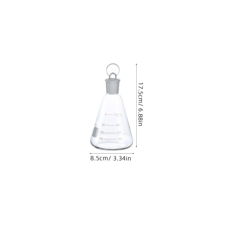 3Pcs 250ml Conical Glass Flasks with Stoppers for Laboratory School Science Experiments - Image 3