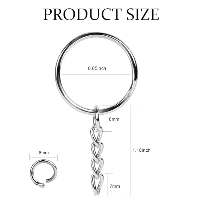 Decorcrafts Decorcrafts25mm Open Jump Ring Connector Key Case Silver Used for Organize Your Keys Purse Making Paracord Keychains and Also Used for DIY Crafts Pack of 60  - Image 2
