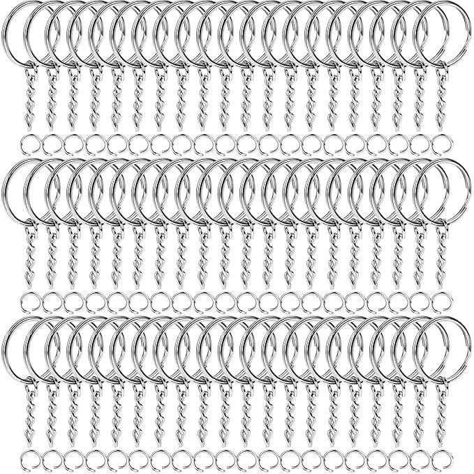 Decorcrafts Decorcrafts25mm Open Jump Ring Connector Key Case Silver Used for Organize Your Keys Purse Making Paracord Keychains and Also Used for DIY Crafts Pack of 60  - Image 1