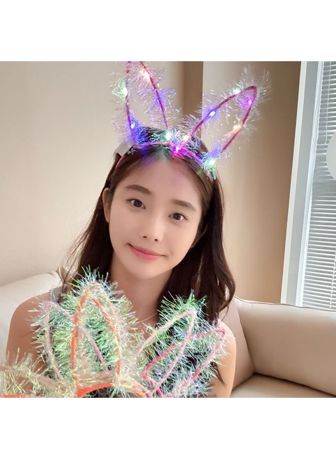 Luminous Headband Cute Korean Flash Headband Hairpin Sequins Gold Colorful LED Light Toy Push Gift-Color:14 Lamp Gold Wire Headband - Image 1