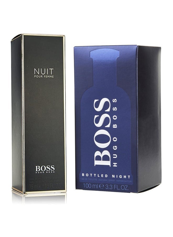 بوس مجموعة هدايا بوتلد نايت آند نوي عطر بوتلد نايت 100 مل، عطر نوي بور 75 مل  - Image 2
