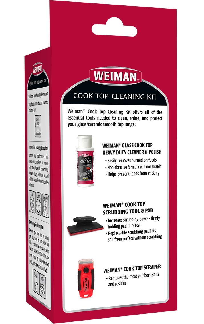 Weiman Complete Cook Top Cleaning Kit - Cook Top Cleaner and Polish 2 oz, Scrubbing Pad, Cleaning Tool, Cook Top Razor Scraper - Image 2