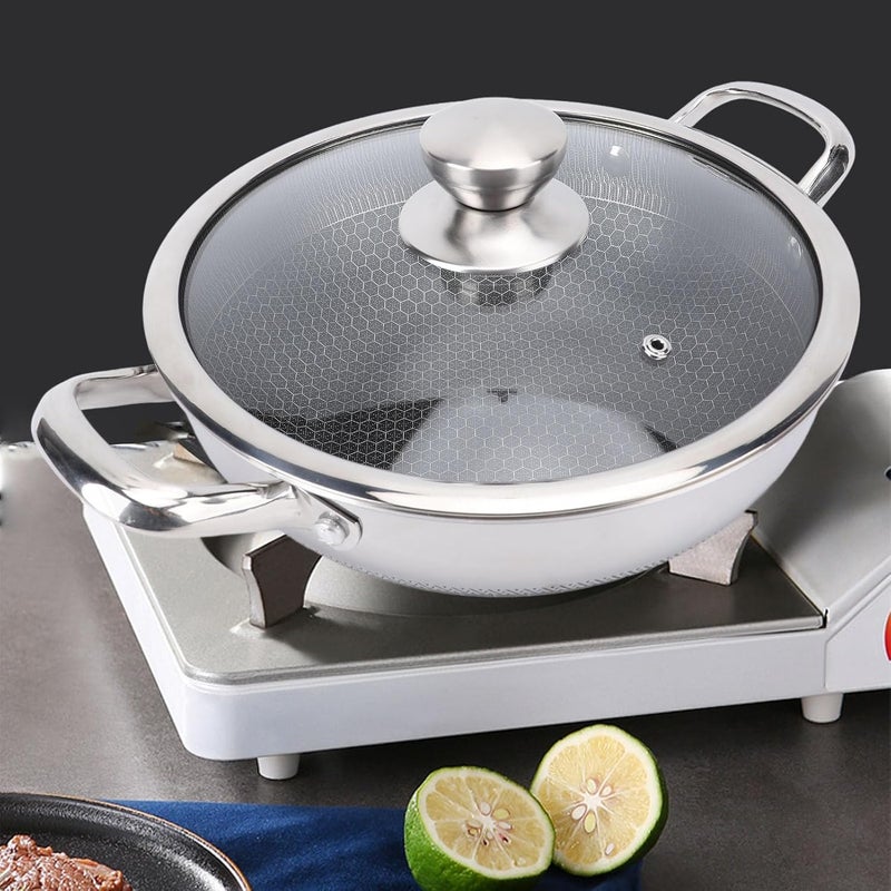 Luocute 316 Stainless Steel Frying Pan, Nonstick Skillet with Lid, Dishwasher Safe for Induction Cooktops and Gas Ranges (30cm) - Image 5