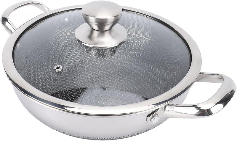 Luocute 316 Stainless Steel Frying Pan, Nonstick Skillet with Lid, Dishwasher Safe for Induction Cooktops and Gas Ranges (30cm) - Image 2