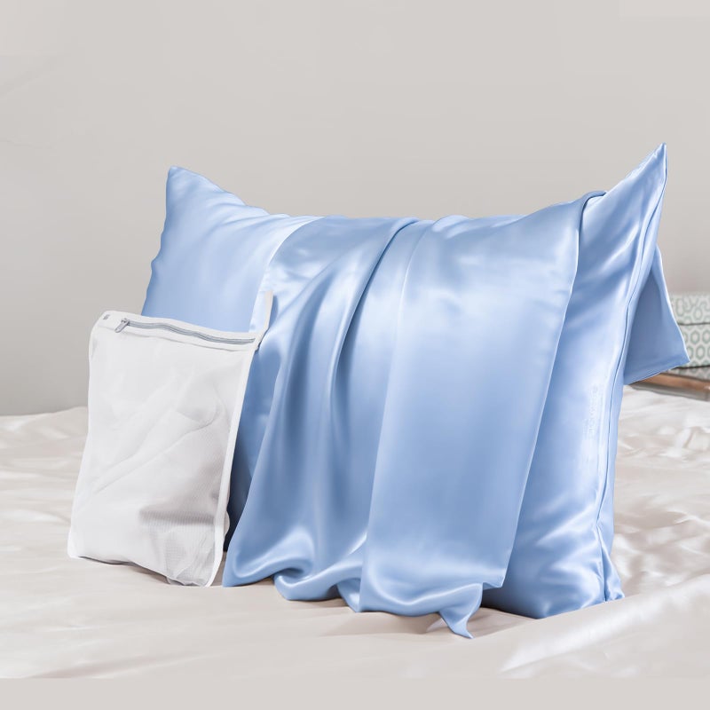 PROMEED Real 23 Momme 100% Silk Pillowcase for Hair and Skin, Both Sides Cooling Premium Grade 6A+ Mulberry Silk Pillow Case with Zipper, 1pc (Standard 20"x26", Light Blue) - Image 1
