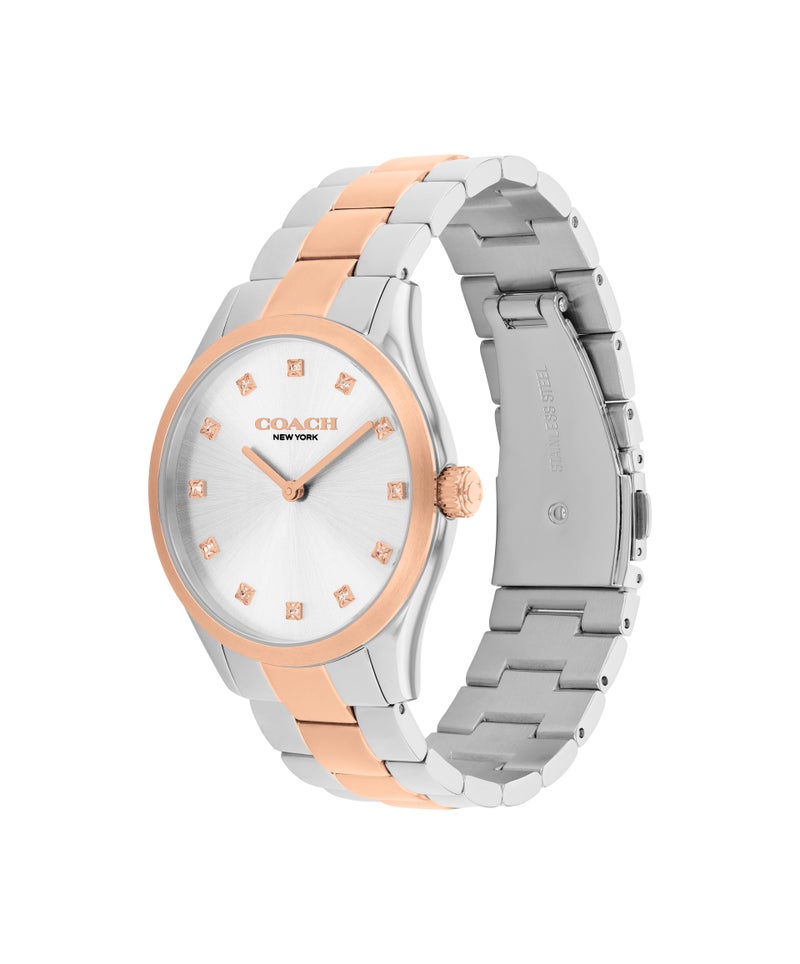 COACH Round Analog Women'S Stainless Steel And Ionic Plated Rose Gold Steel Case  Watch - Image 1