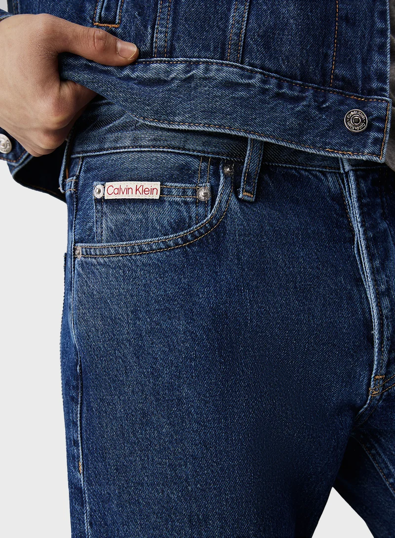 كالفن كلاين جينز Straight Fit Mid Wash Jeans