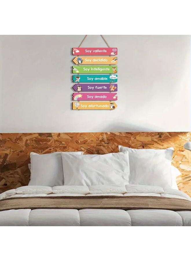 Spanish Inspired Wooden Wall Plaque With Rainbow Unicorn Classic Style - Image 5