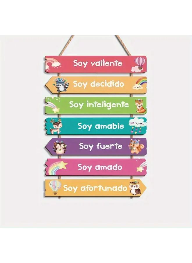 Spanish Inspired Wooden Wall Plaque With Rainbow Unicorn Classic Style - Image 1