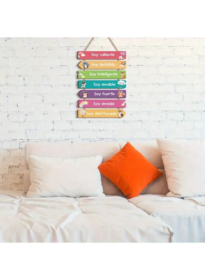 Spanish Inspired Wooden Wall Plaque With Rainbow Unicorn Classic Style - Image 4